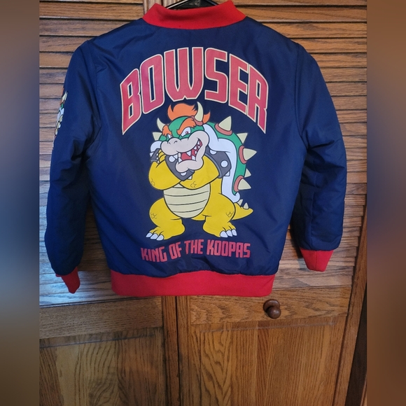 Super Mario Bowser Kids Jacket - Blue and Red Youth Size 8 Medium Weight - Picture 4 of 5